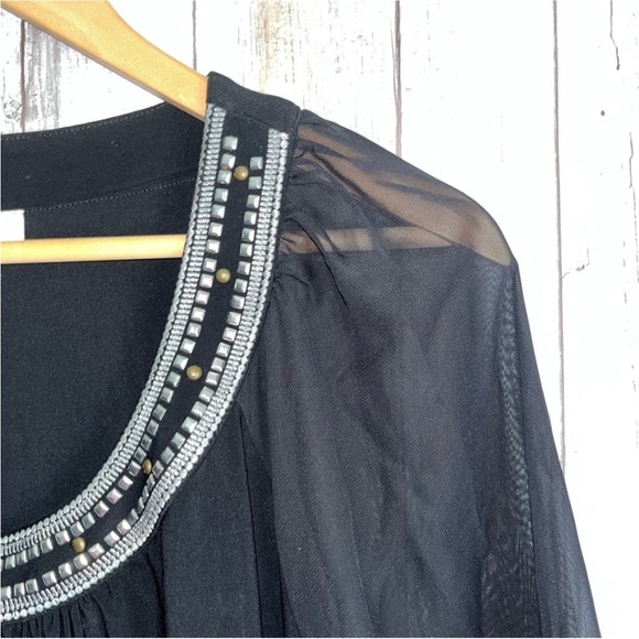 White House Black Market Black Embellished Neck Dress - Picture 3 of 5